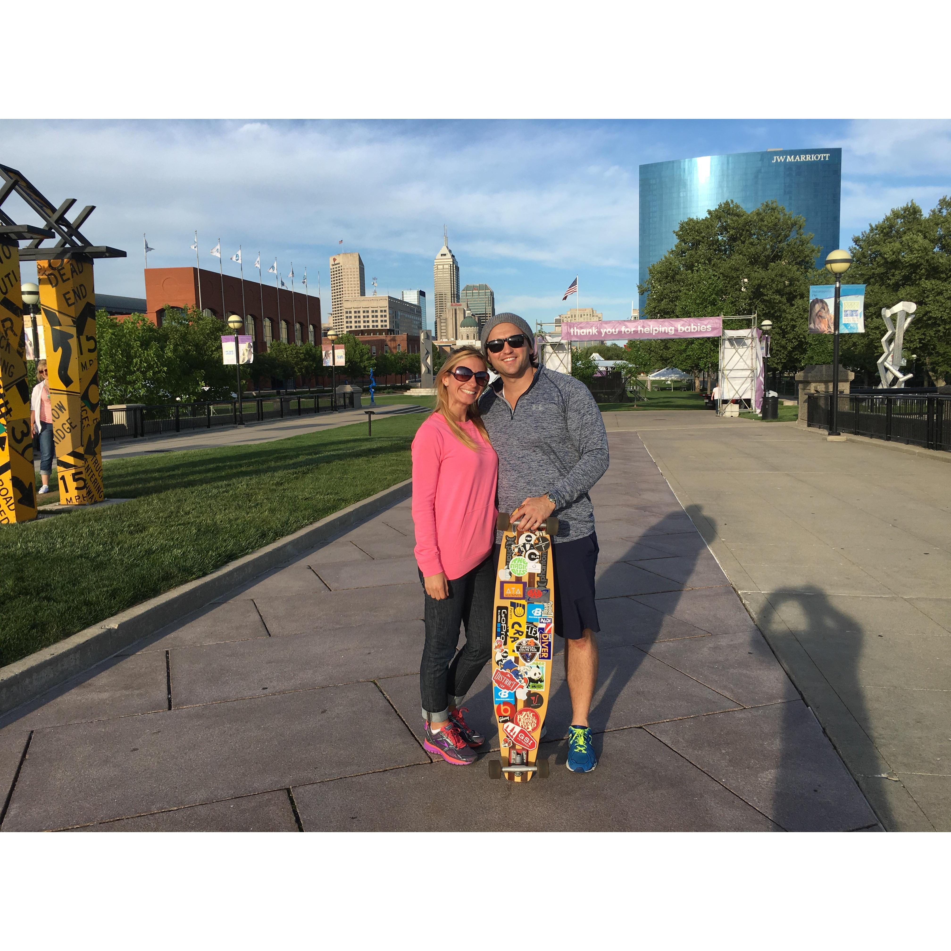 Alex visited Bryce while doing long distance. Bryce taught Alex how to long board!