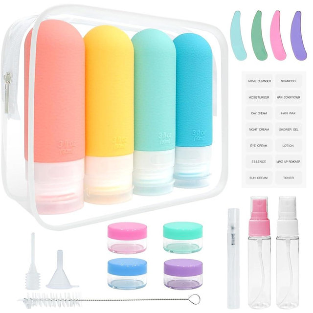 HSONGDILYS 20 Pack Travel Bottles TSA Leakproof Silicone Travel Bottles for Toiletries Squeezable Containers for Shampoo, Conditioner, Lotion & Body Wash Travel Accessories