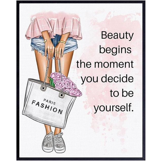 Positive Quotes Wall Decor for Women - Inspirational Quotes Wall Art - Glam Fashion Wall Decor - Motivational Wall Art For Designer Handbags Fan - Luxury Gift for Teens Bedroom, Girls Room