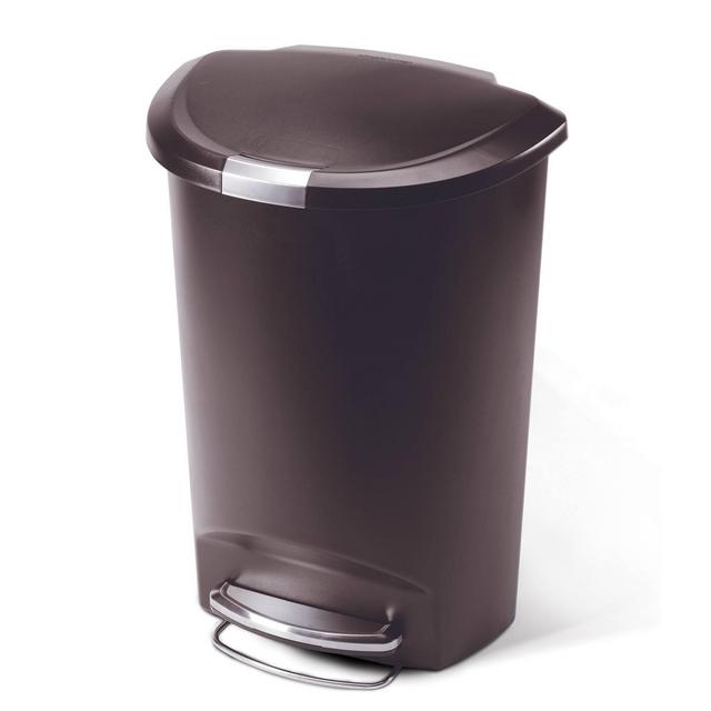 simplehuman 50L Semi Round Plastic Step Trash Can Brown
