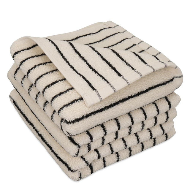 CODOHI 3 Pack Black and White Striped Hand Towels 100% Cotton Absorbent Soft Decorative Towel for Bathroom Kitchen Home Hotel Beach, 29 x 13.4 Inches