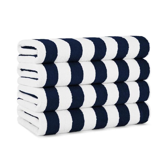 Arkwright Oversized California Beach Towels - (Pack of 4) Absorbent, Quick Drying, Ringspun Cotton Pool Towel, Perfect for Hotel, Spa Hot Tub, and Bath, 30 x 70 in, Navy