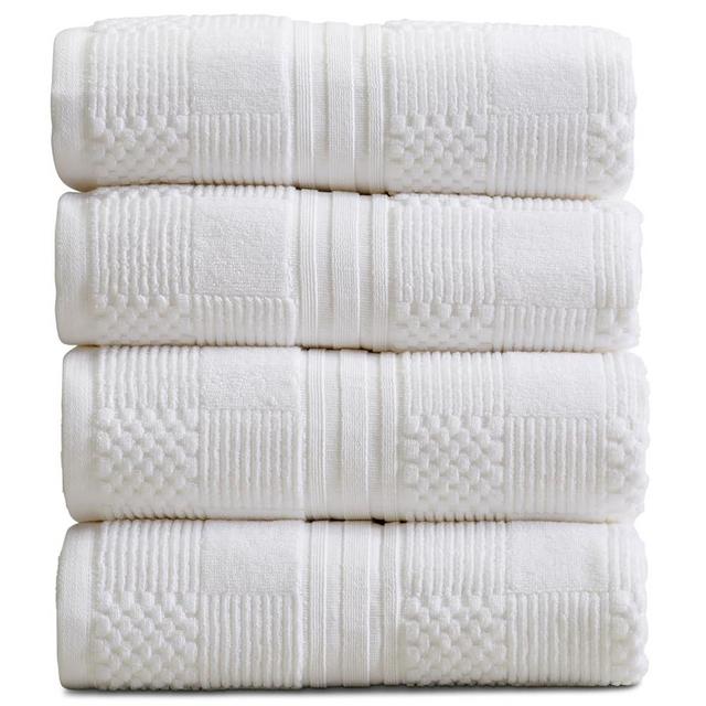 Springtree Home 100% Cotton Bath Towel Set of 4 | Geometric Textured Design | Super Soft & Absorbent with Quick-Dry Fibers | 4 Bath Towels | Oeko-TEX® Standard 100 Cotton | Myla Collection