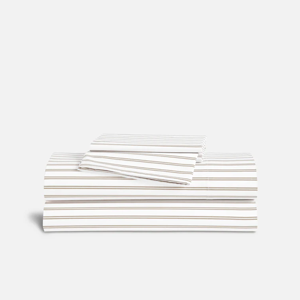 Classic Percale Core Sheet Set- Tandem Stripe in Pebble