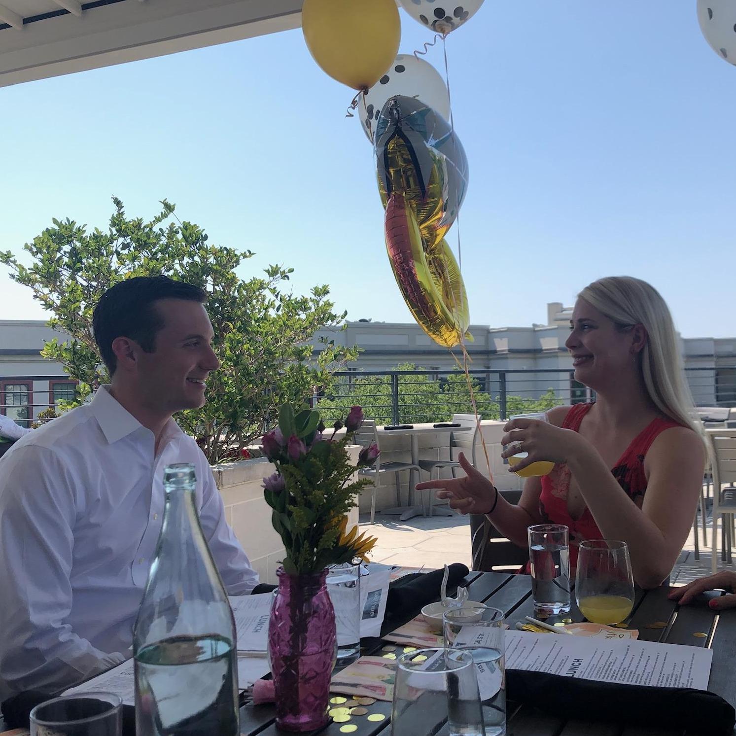 Harry put together a surprise engagement brunch for Kelly with her family and some of her closest friends the day after proposing.
