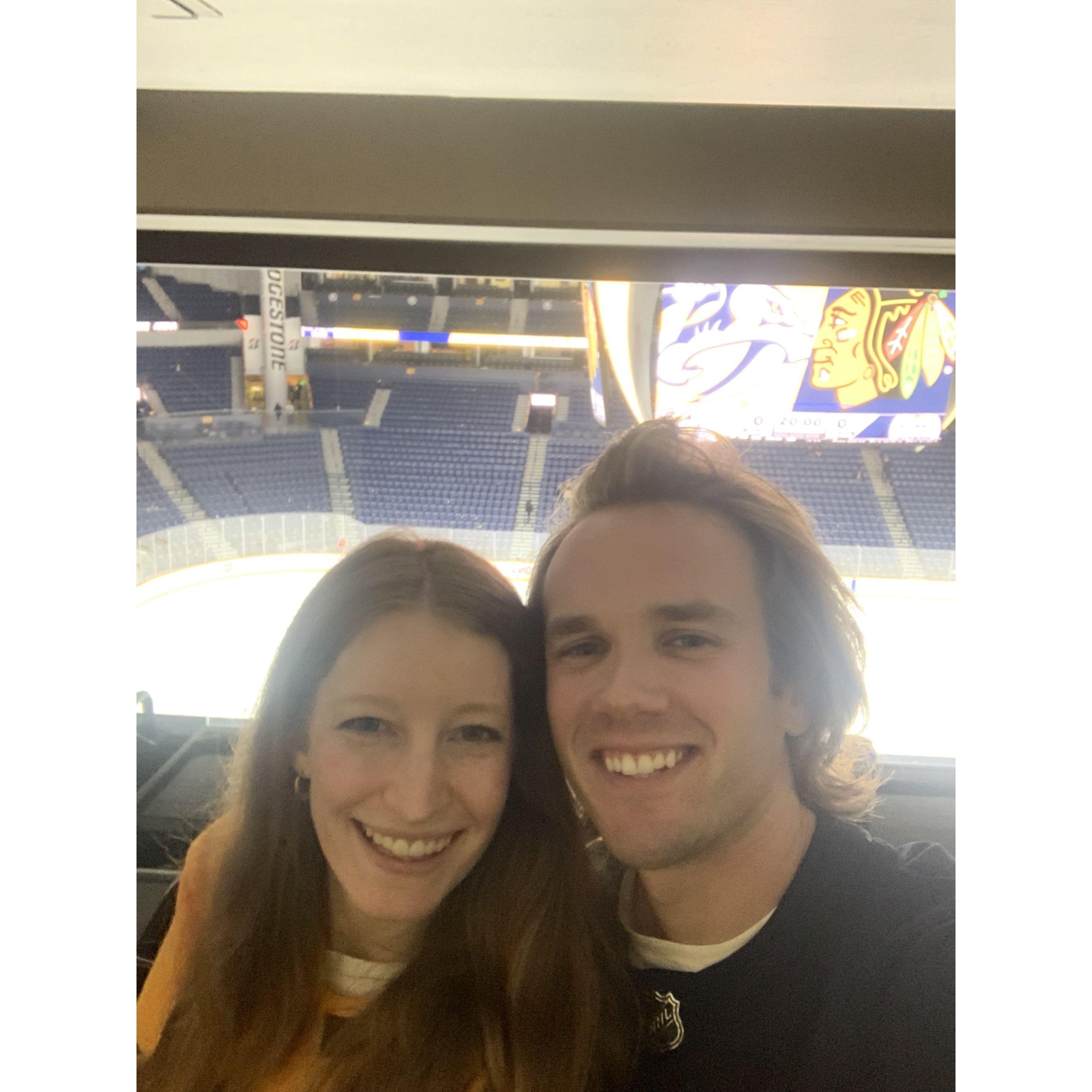 our first picture together after a Preds game, date #4