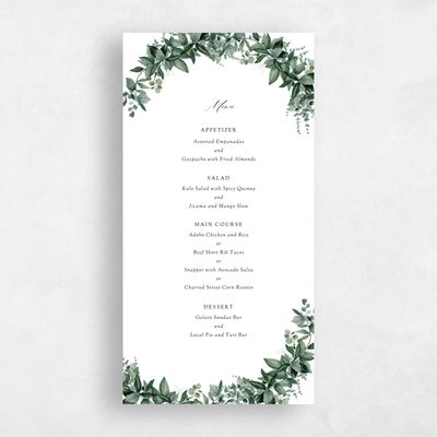 White Wedding Menu - Elowen