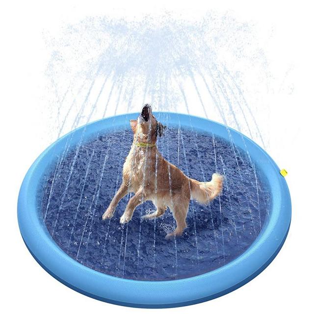 Peteast Splash Sprinkler Pad for Dogs Kids, Dog Bath Pool 51in/59in/67in Thickened Durable Bathing Tub Pet Summer Outdoor Water Toys