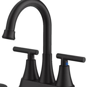 BWE Matte Black 4-in centerset 2-handle WaterSense High-arc Commercial/Residential Handle Bathroom Sink Faucet