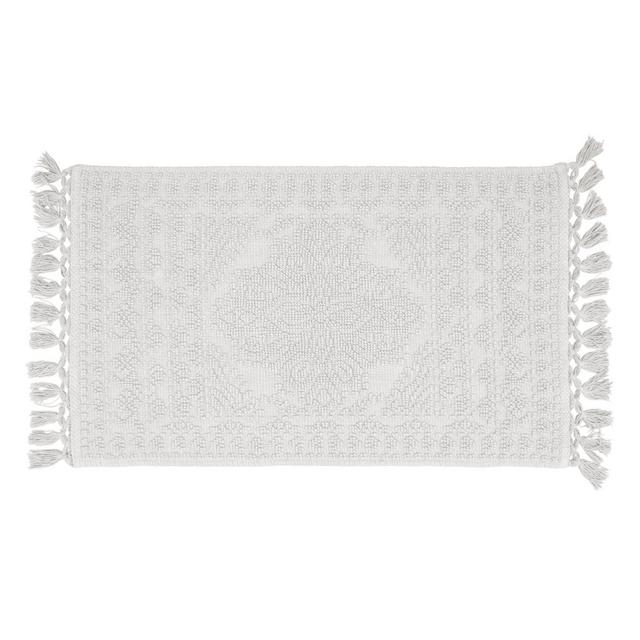 French Connection Nellore 17" x 24" Fringe Bath Rug in White