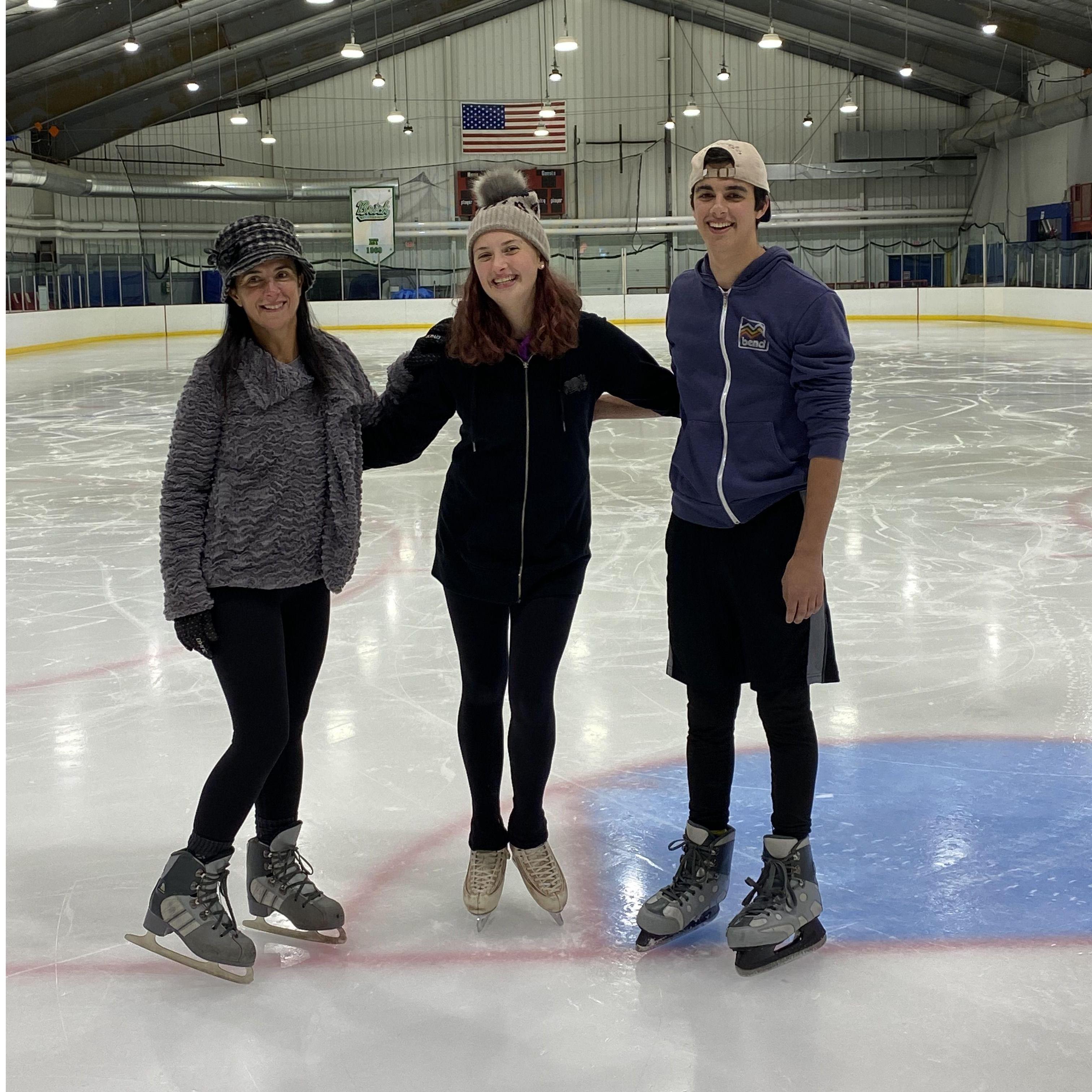 Skating with Liz, Colins mom, on Rubie's first trip to NJ