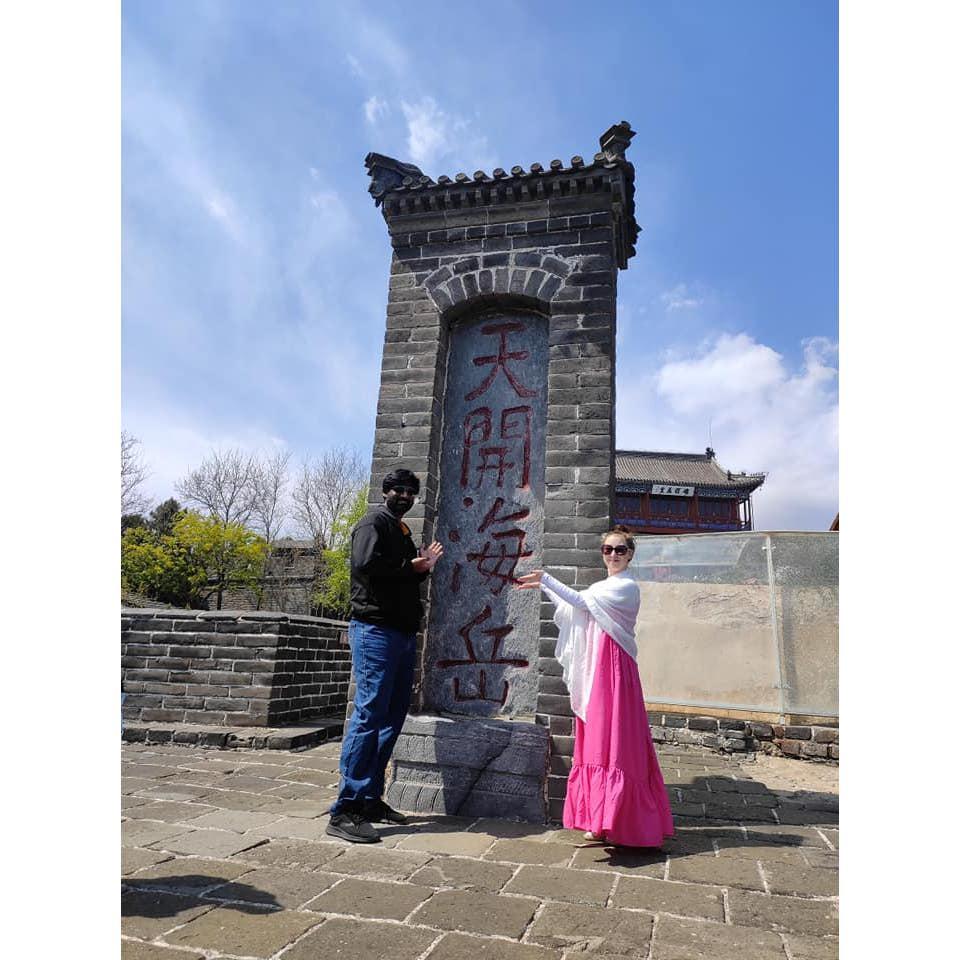 Raj and I at Old Dragon Head Section of the Great Wall.  This is where the Great Wall meets the sea :)