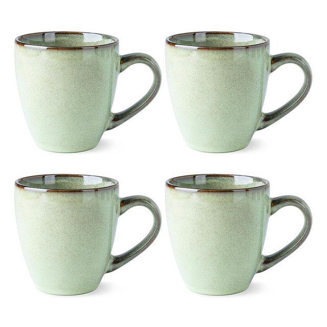 GBHOME Ceramic Coffee Mugs Set of 4, 12oz Stoneware Coffee Mugs Set For Dad Mom Women MEN, Light Weight Ceramic Coffee Cups for Latte/Tea/Beer/Hot Cocoa, Dishwasher & Microwave Safe, Pastel Green