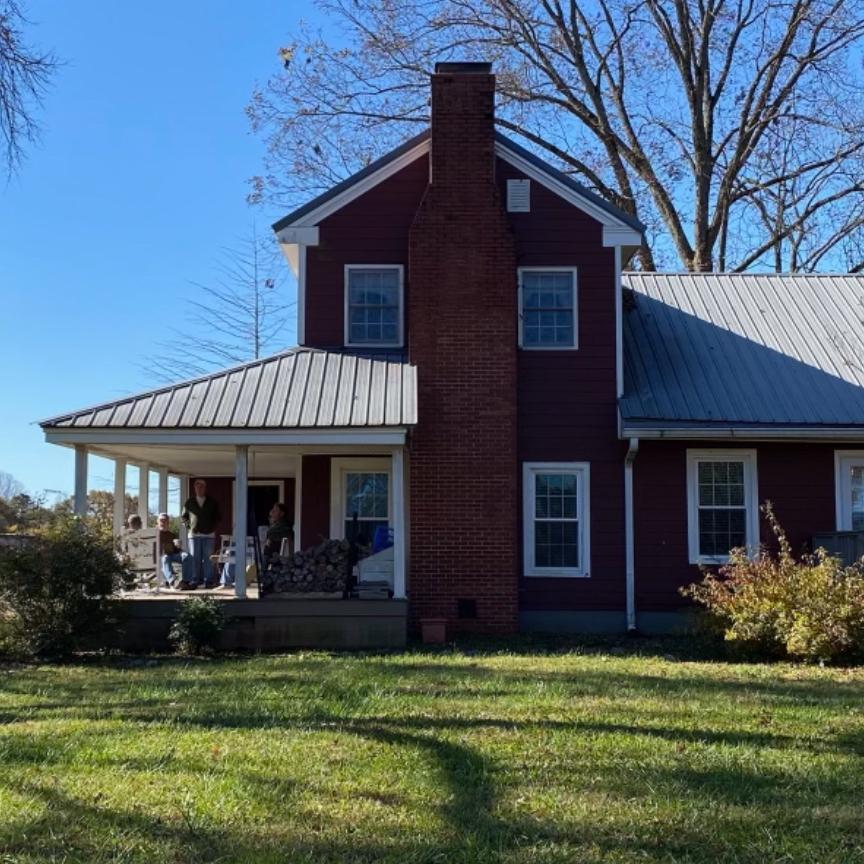 Farmhouse, side view, present day