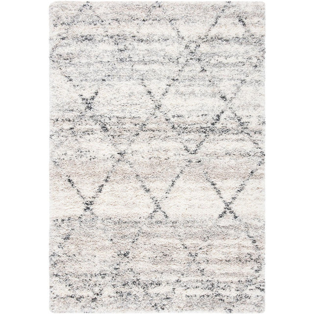 Fontana Shag FNT886 Power Loomed Area Rug - Grey/Ivory - 5'3"x7'6" - Safavieh.