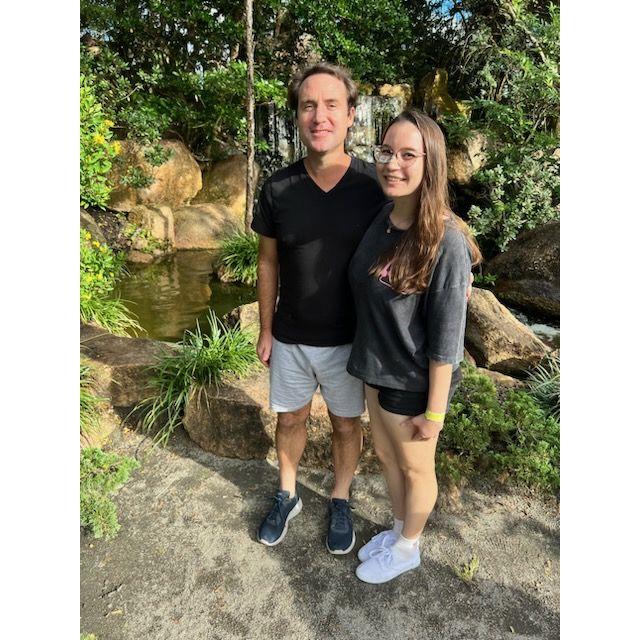 Visiting the Morikami Japanese Garden in Florida so Geoff can meet Madi's dad's family. Thanks for the picture, Morgaan! <3