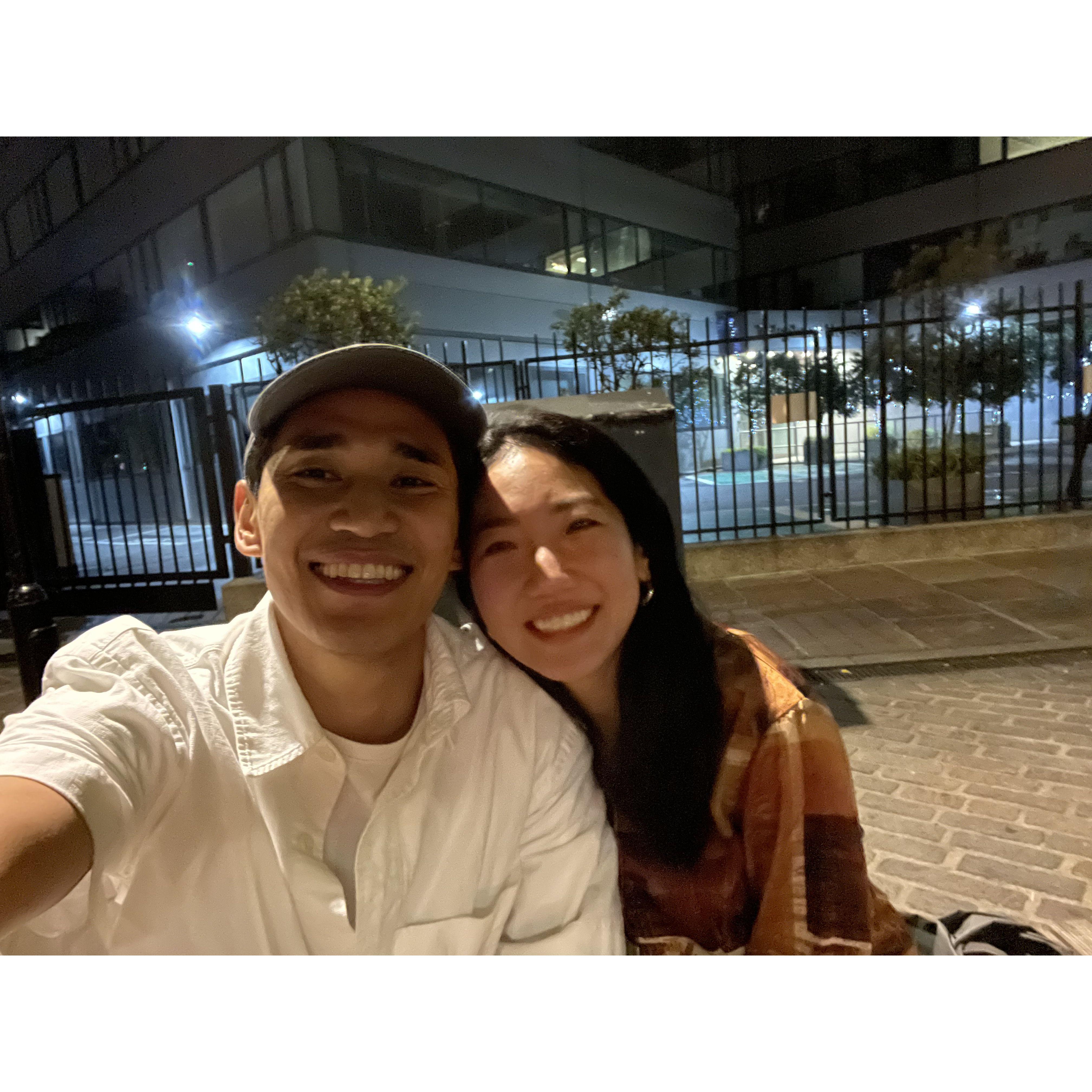 This is where we made it official (funny story you can ask us about lol). We coincidentally wore the same shirts as we did during our Paris trip :)