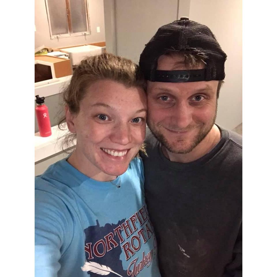 One of many nights spent on our home renovation before we officially moved in together, April 2020.