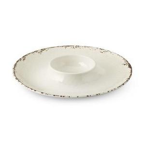 Rustic Melamine Chip & Dip Platter, Ivory