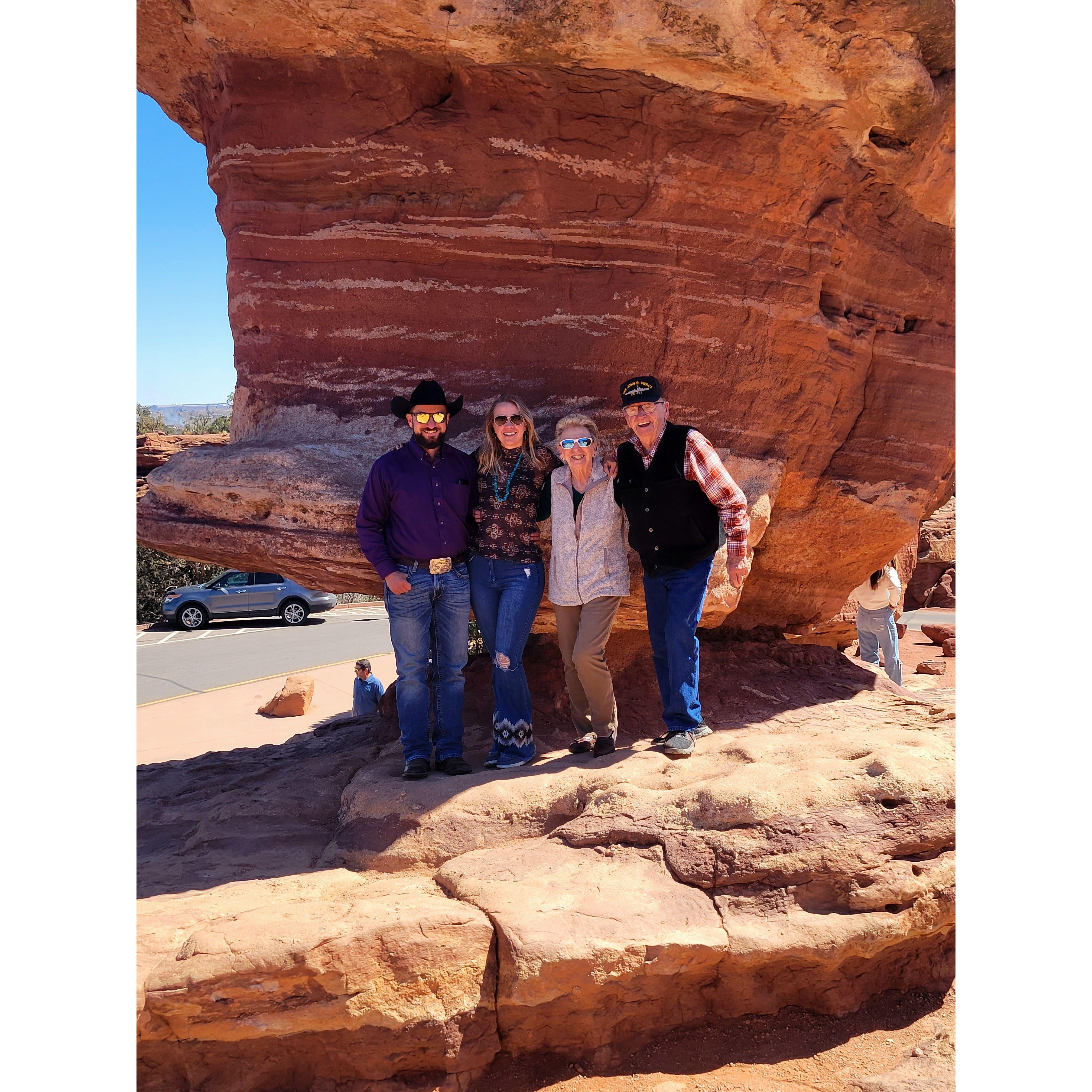 Hanging out with Erin's grandparent at Garden of the Gods.