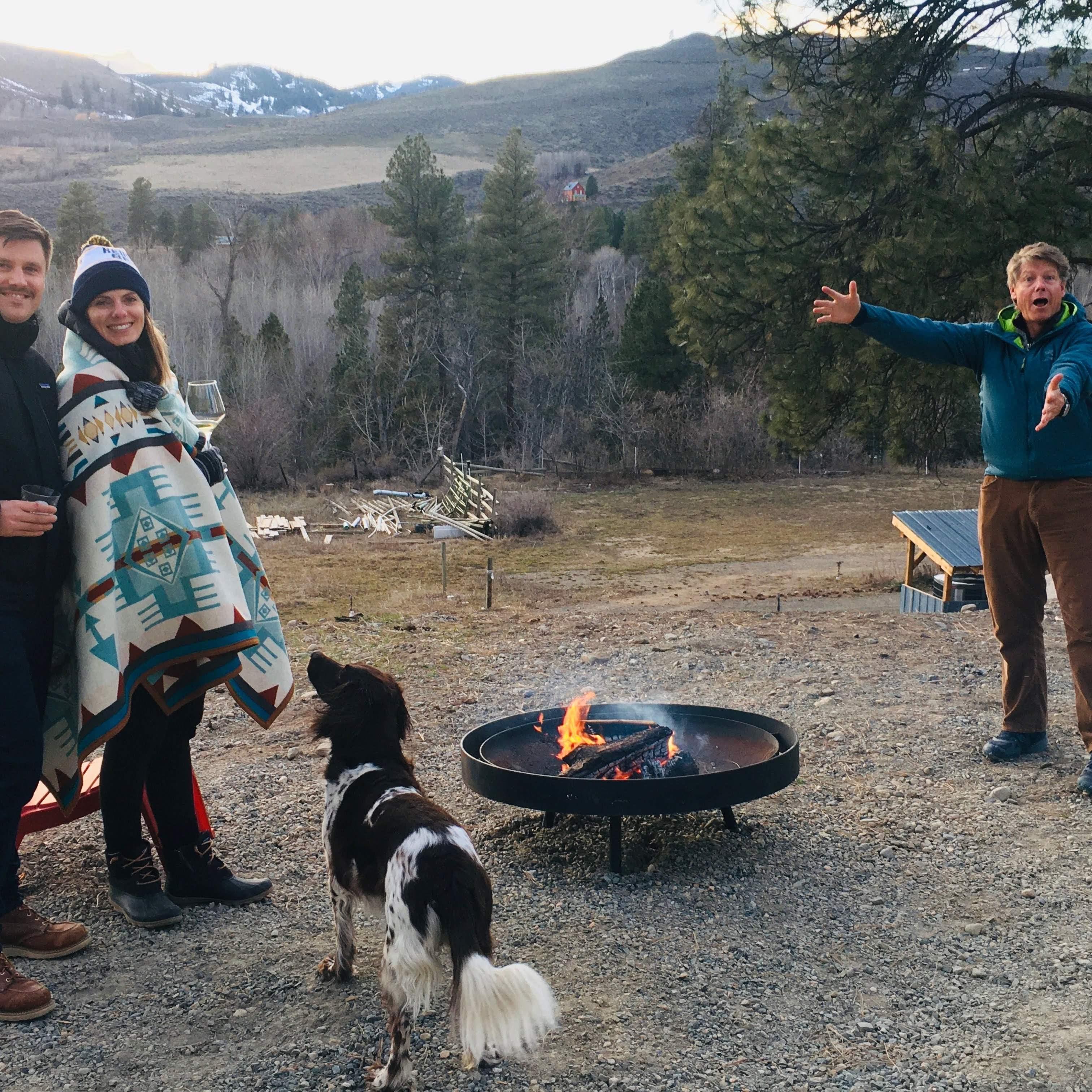 With Auggie and May's dad Jess at their home, Red Dog Ranch, in Winthrop, Washington. 2020.