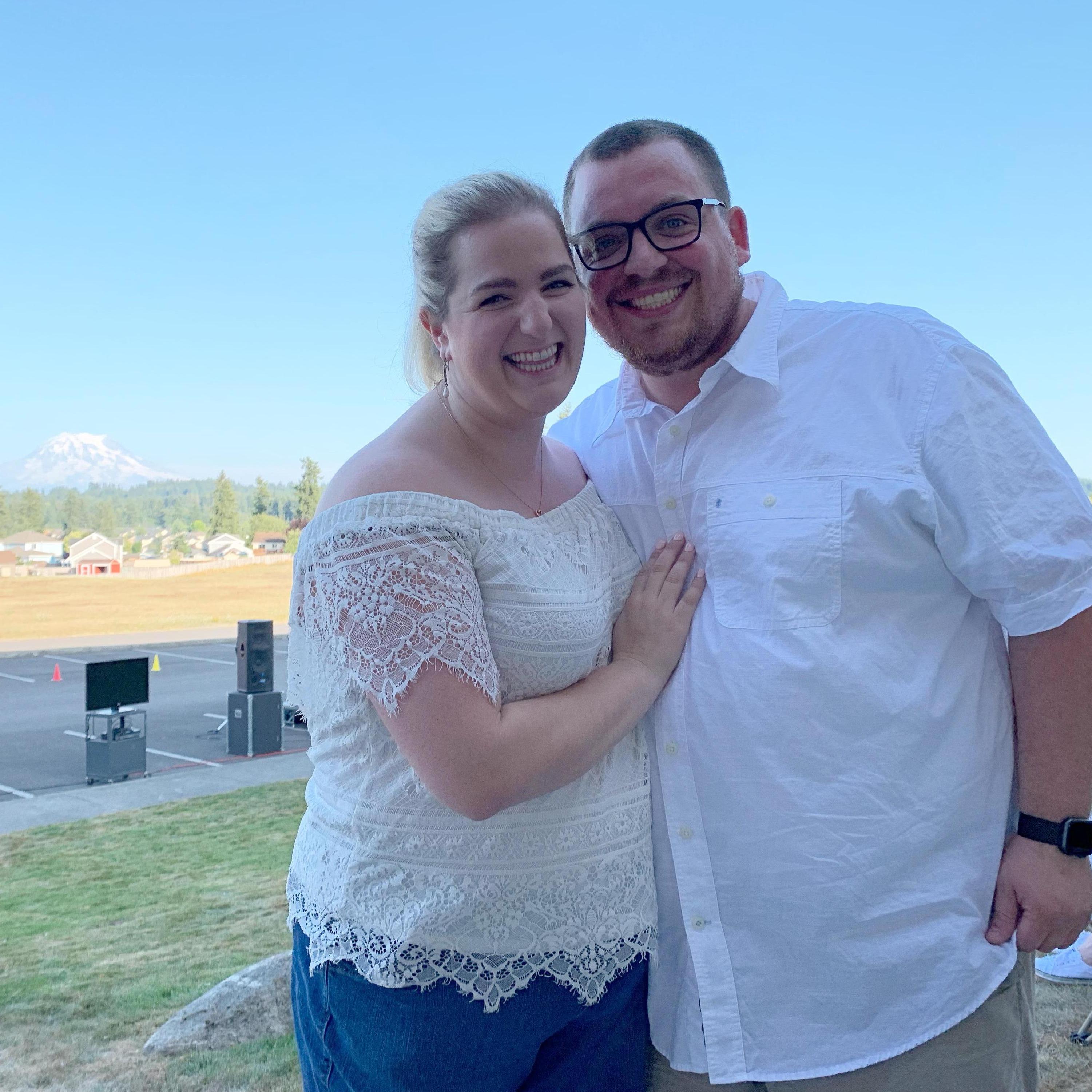 We both serve on our church's Worship Team. Calyn is on tech, and Katherine does vocals. This photo is from one of our summer outdoor Praise Night.