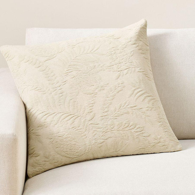 Chenille Jacquard Fern Pillow Cover, Parchment, 22"