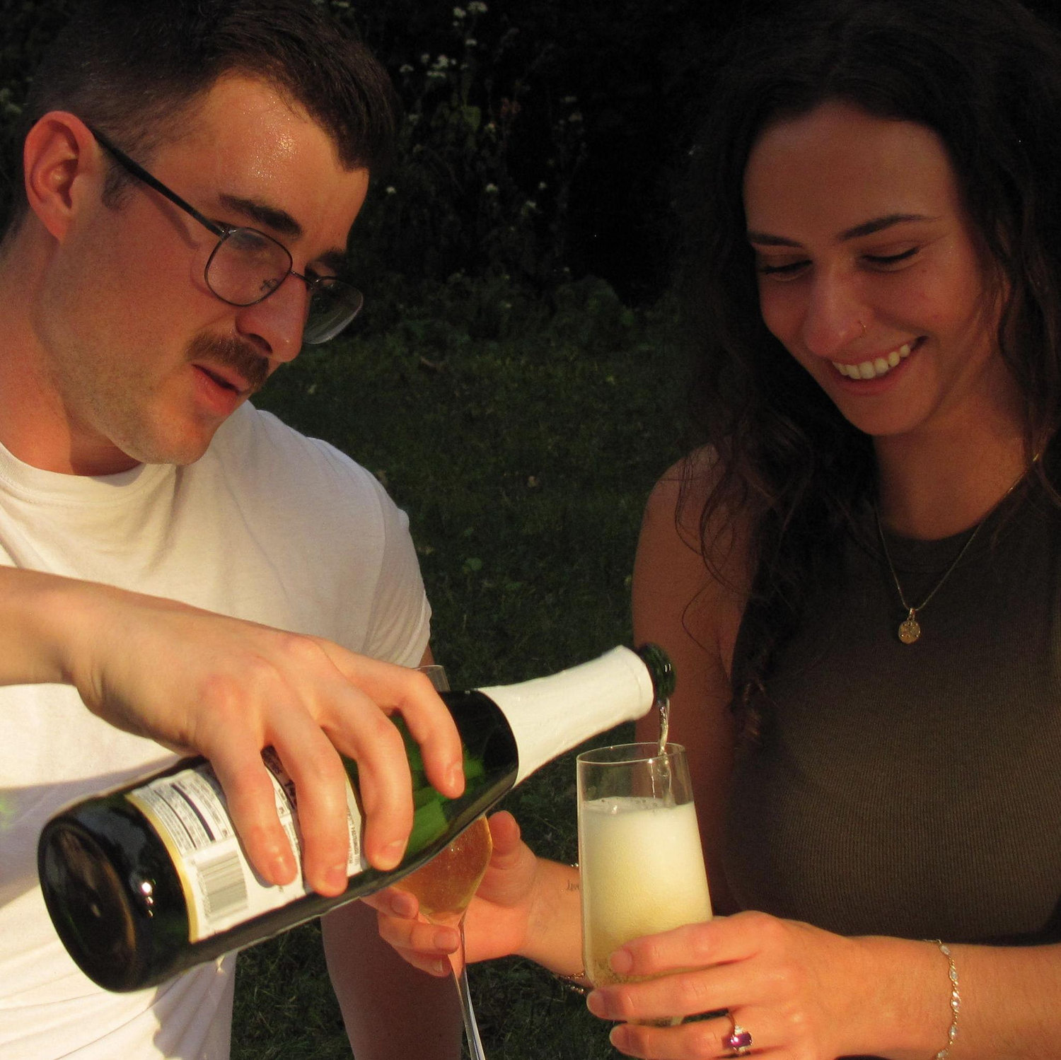 Pouring a celebratory glass!