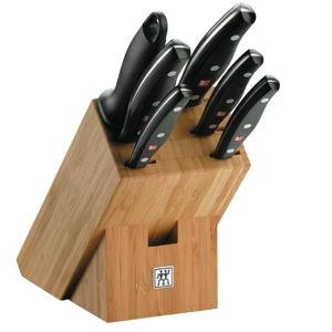 ZWILLING Bloque de cuchillos, 7 piezas, Bloque de bambú, Cuchillos con mango especial de acero inoxidable/plástico, Twin Pollux