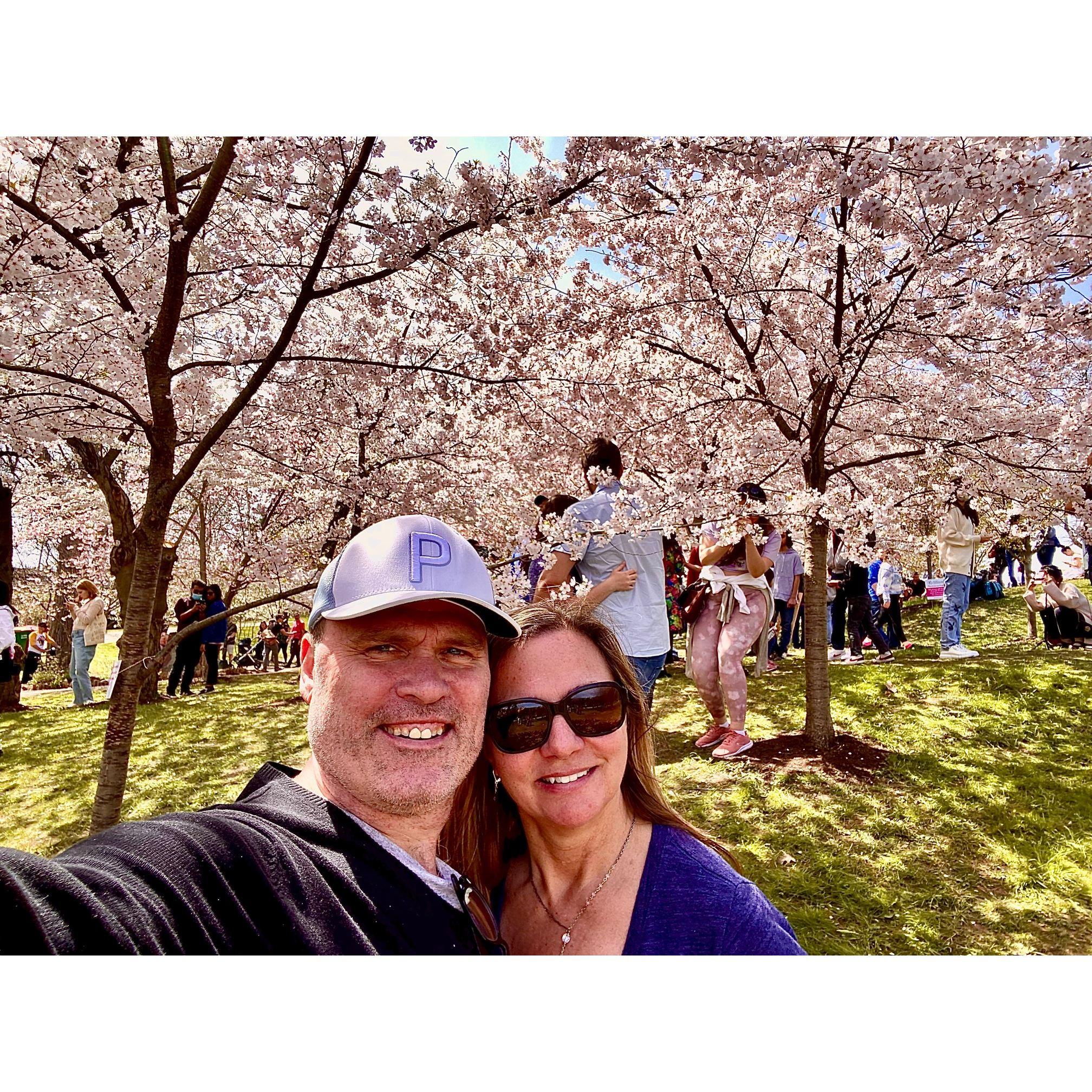 Taking in the Cherry Blossom Festival (Peter needs a shave).