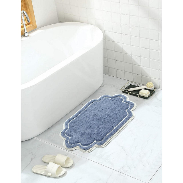 17"x24" Allure Collection Blue Cotton Tufted Bath Rug - Home Weavers
