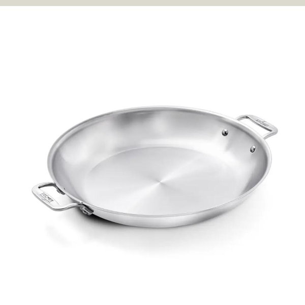 D3 Stainless 3-ply Bonded Cookware Paella Pan, 14 inch