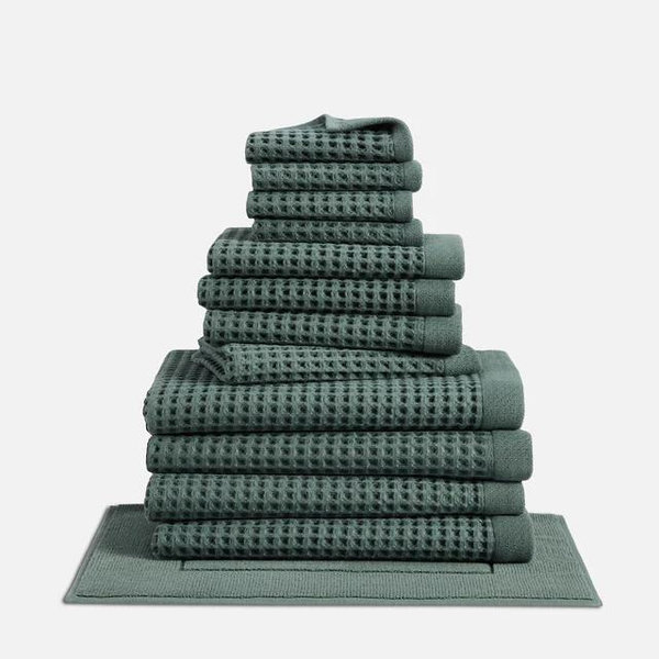 Dreamweave Waffle Towel Move-In Bundle- botanical green