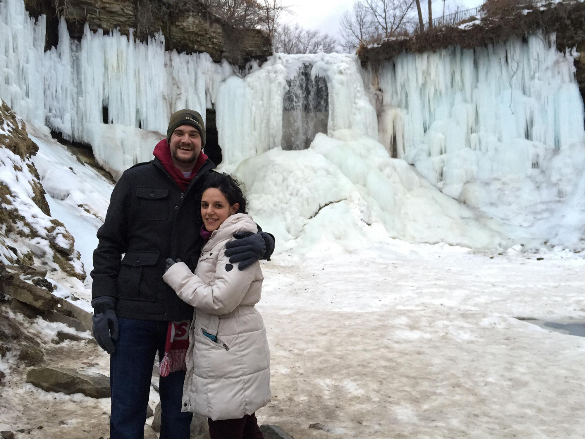 Max came to visit me in Minneosta. Standing on frozen lake Minihaha!