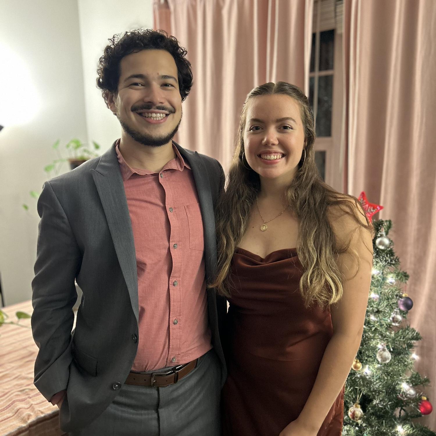 All dressed up for a Christmas dance.