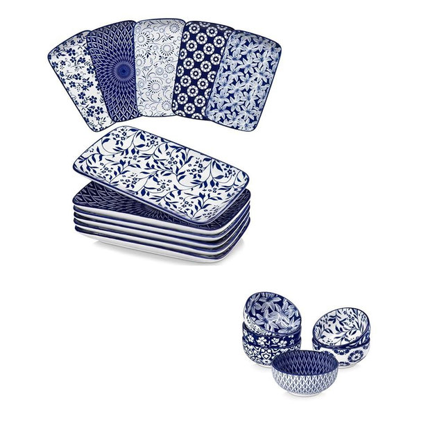 vancasso Selene 9.5 Inch Salad Plates Set of 6 Bundles 2.7 Oz Mini Dipping Bowls Set of 6