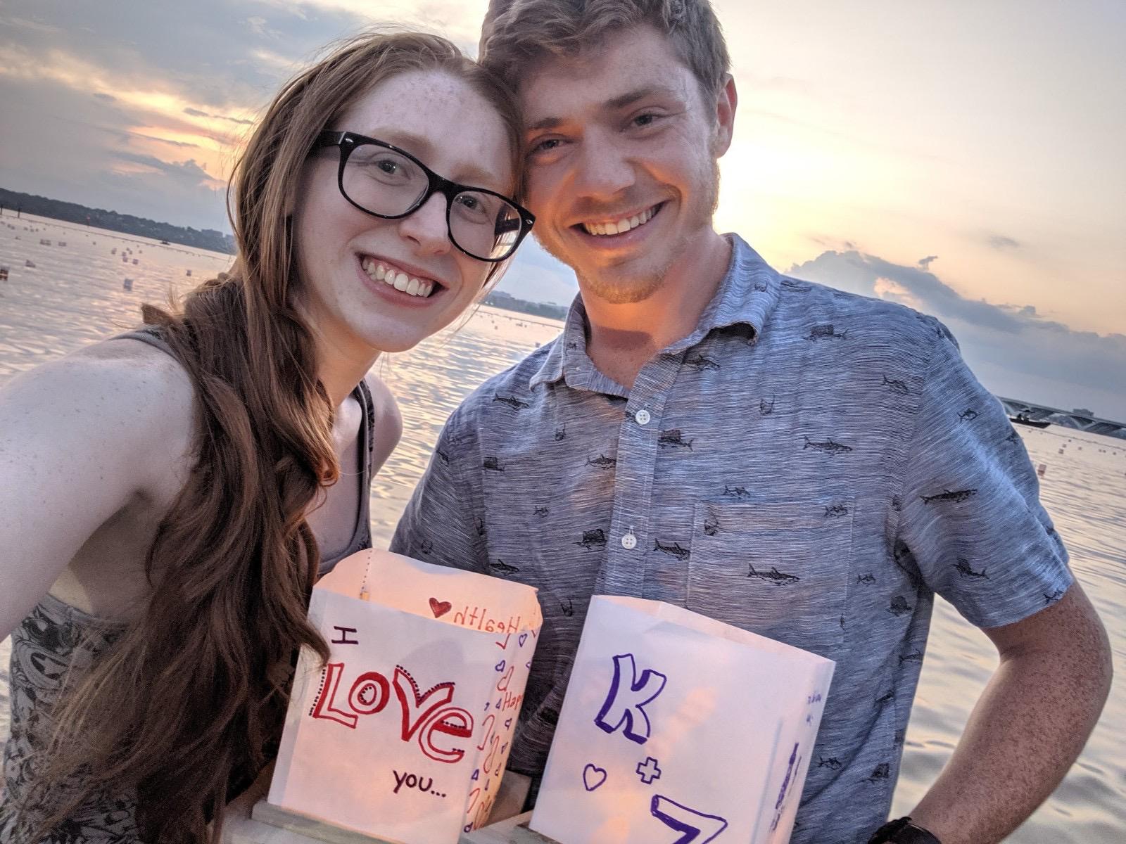 This was our 6 month date night — the Water Lantern Festival! You should ask Zach how many 7/11s got robbed.