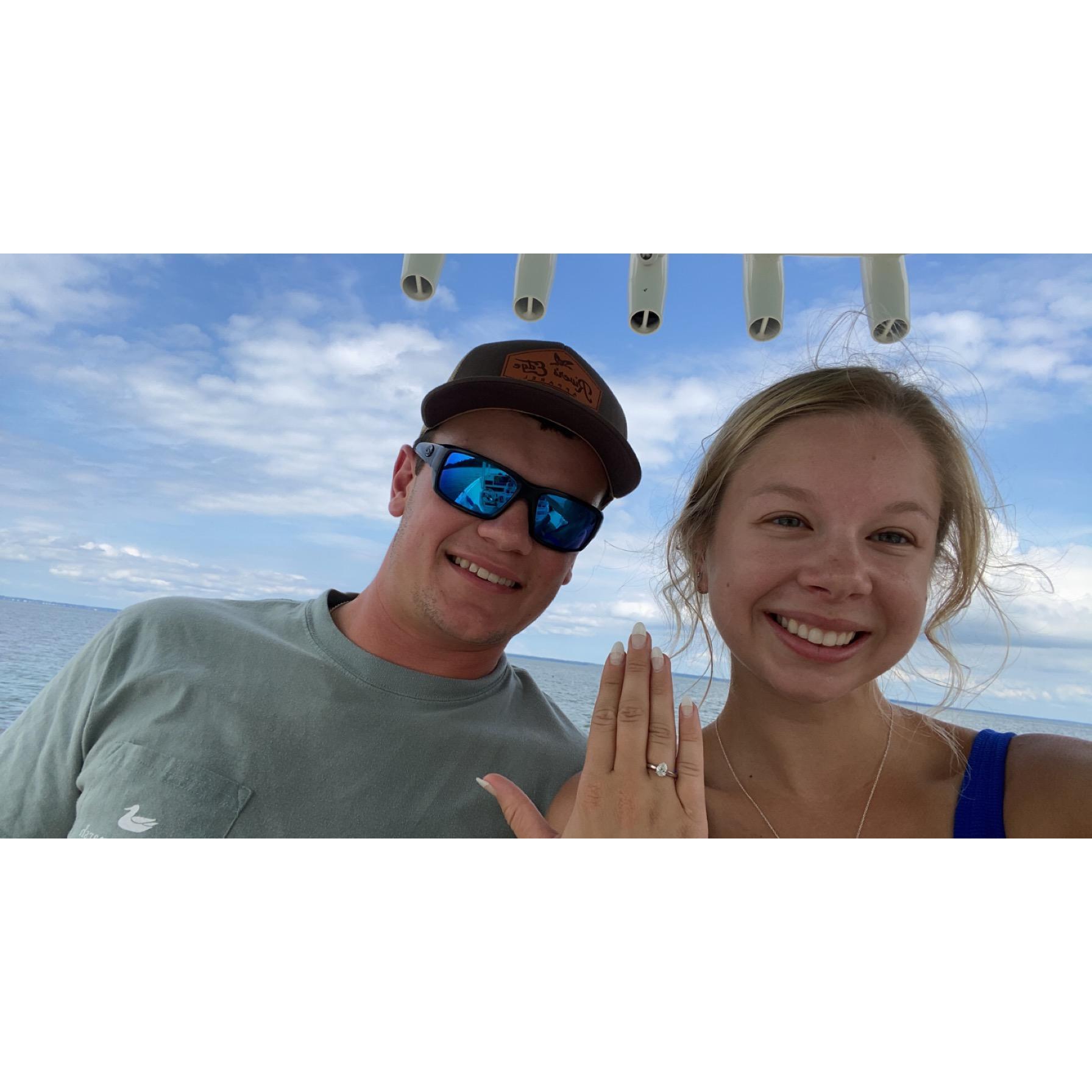 Colton proposed on a boat ride in the James River.