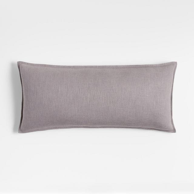 Dark Grey 36"x16" Laundered Linen Pillow with Feather-Down Insert