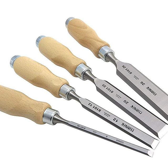 Narex (Made in Czech Republic) 4 pc set 6mm (1/4"), 12 (1/2"), 20 (3/4") , 26 (1 1/16") mm Woodworking Chisels 863010