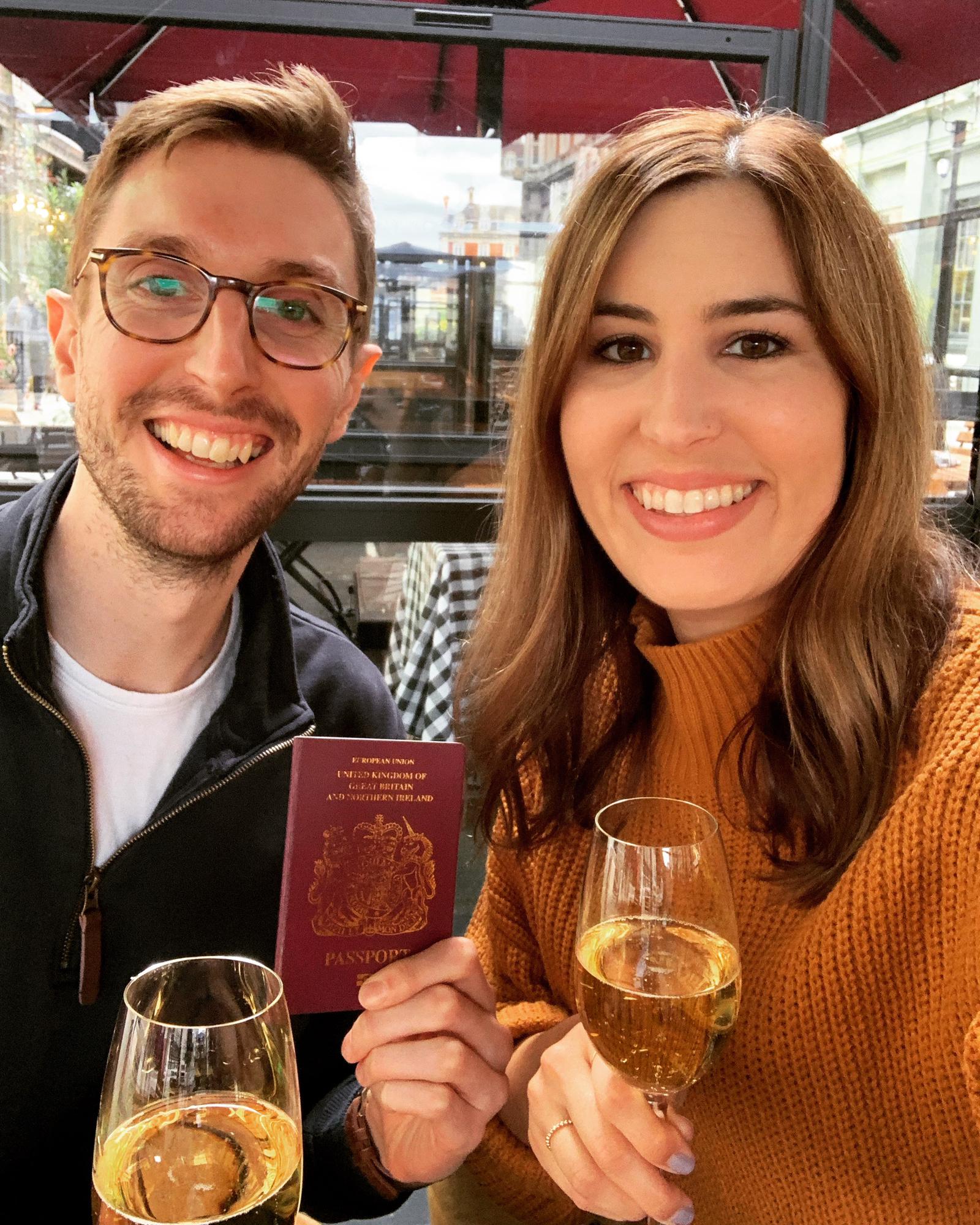 Finding out our fiancé visa was approved while in London together.