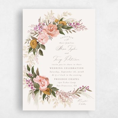 Light Oatmeal, Beige Wedding Invitation - Juniper Portrait
