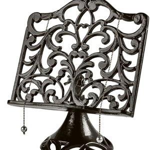 JOGREFUL Adjustable Cookbook Stand, Cast Iron Heavy-Duty Recipe Book Holder, Kitchen Vintage Recipe Book Holder, Reading Rest Holder for Easel/Counter/Books/Magazine/iPad/Bible, Classic Coffee Gold