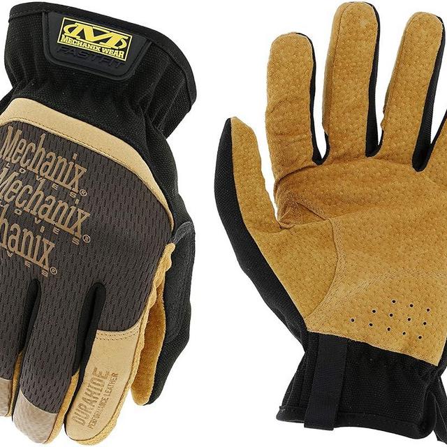 Mechanix Wear: Durahide Leather FastFit Work Glove with Elastic Cuff for Secure Fit, Utility Gloves for Multi-Purpose Use, Abrasion Resistant, Safety Gloves for Men (Brown, Medium)