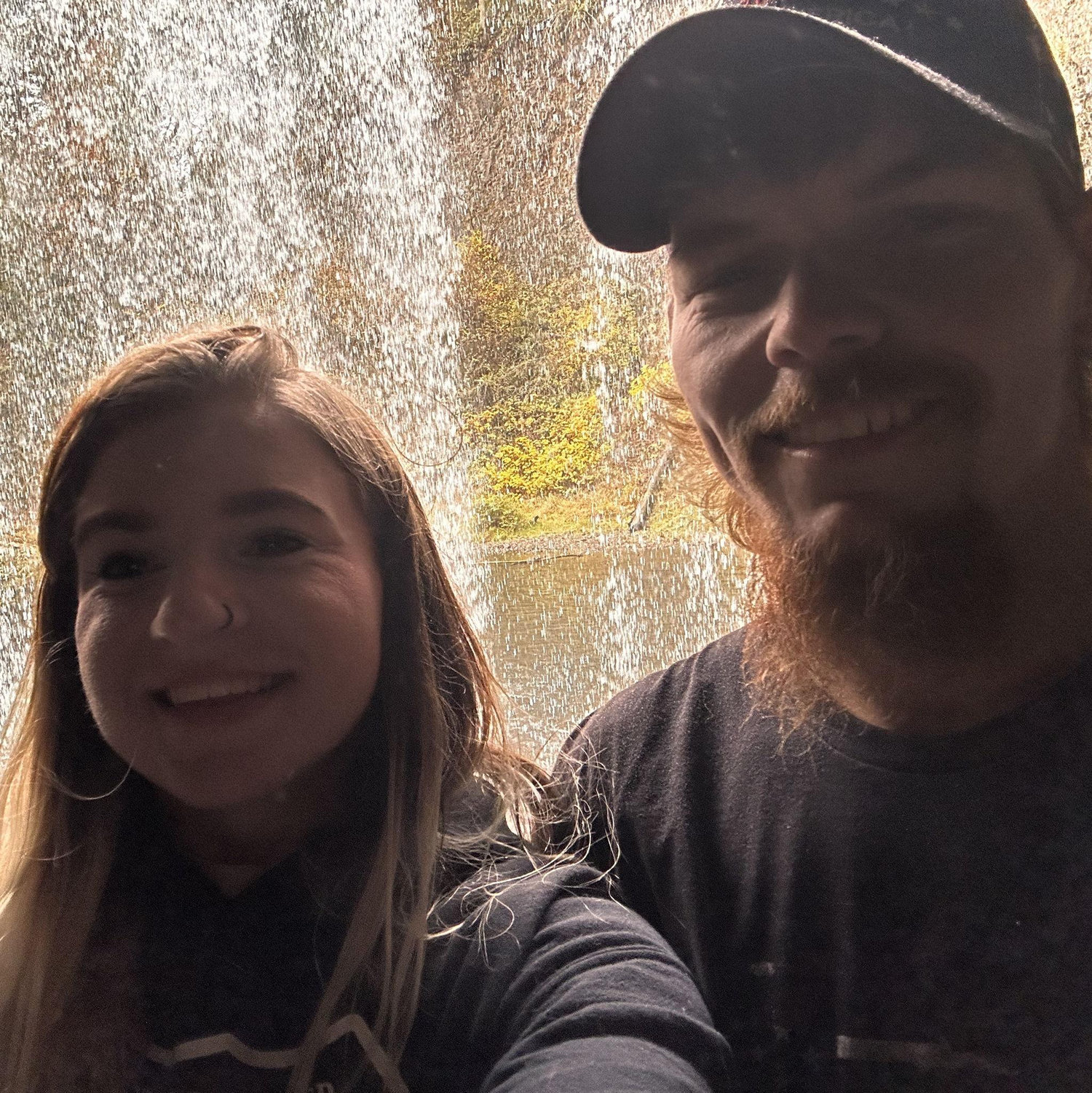 behind a waterfall in Wahington