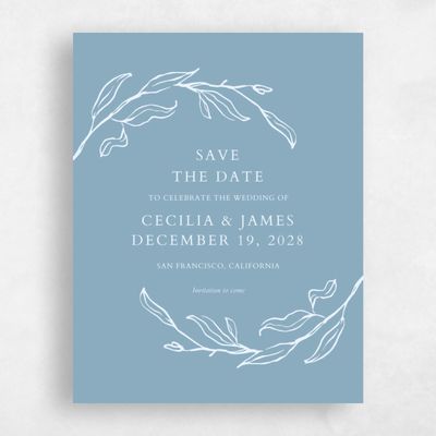 Dusty Blue Wedding Save the Date - Everhart Portrait