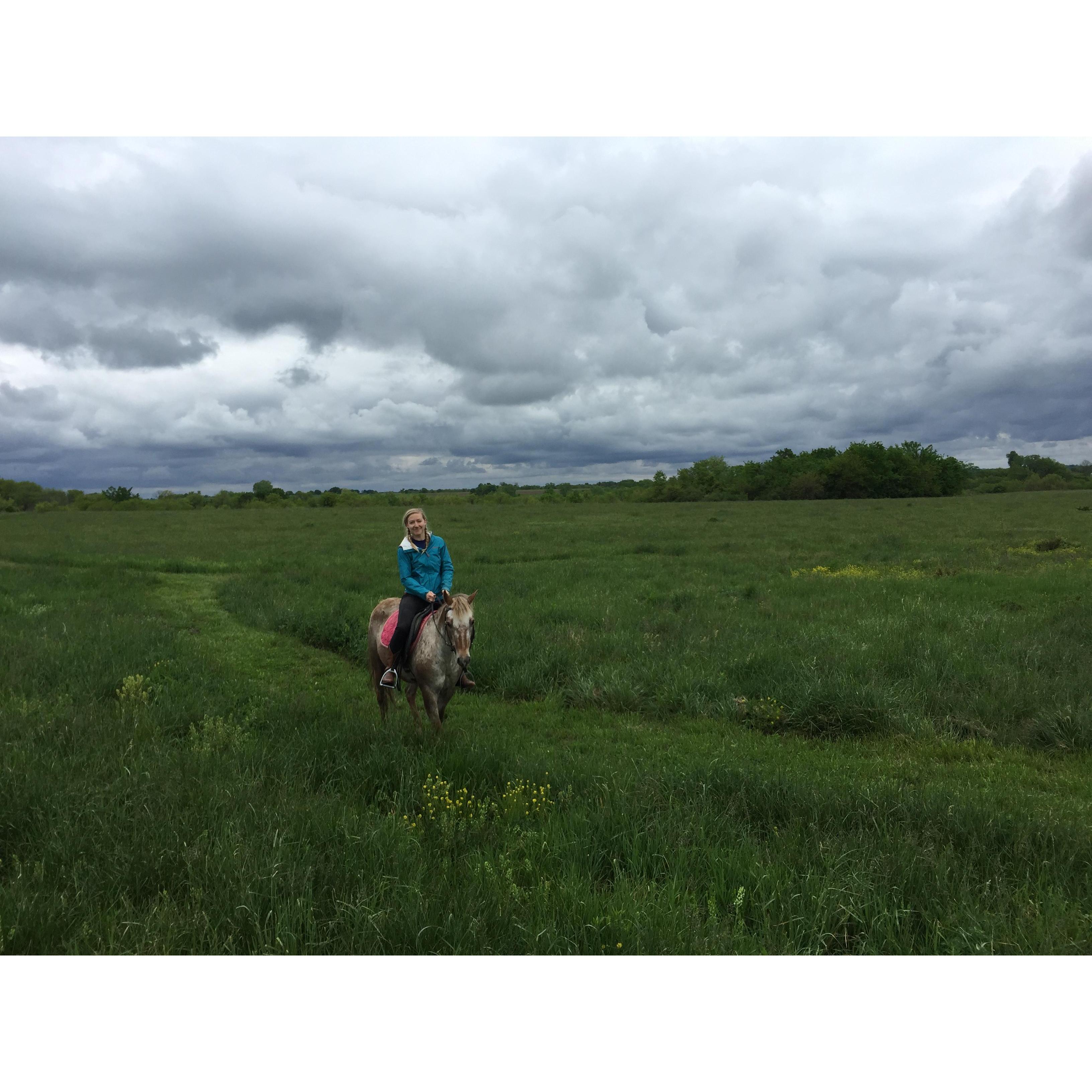 Molly riding on the Worman family farm