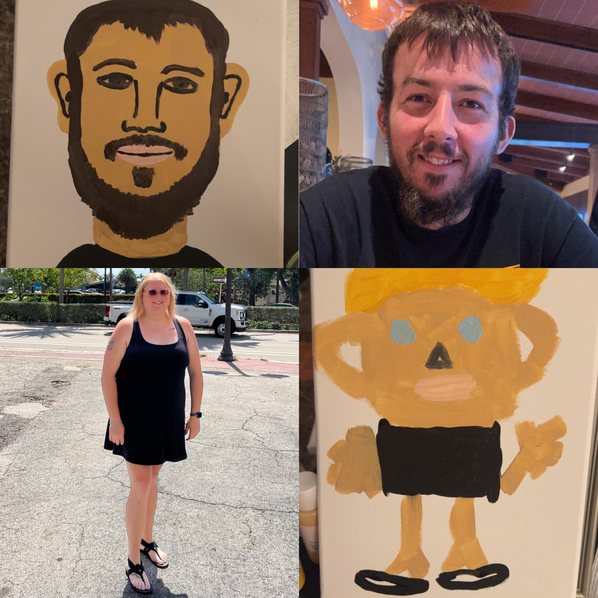Our 1 year anniversary date night. We went to Olive Garden for dinner then came home and painted each other :)