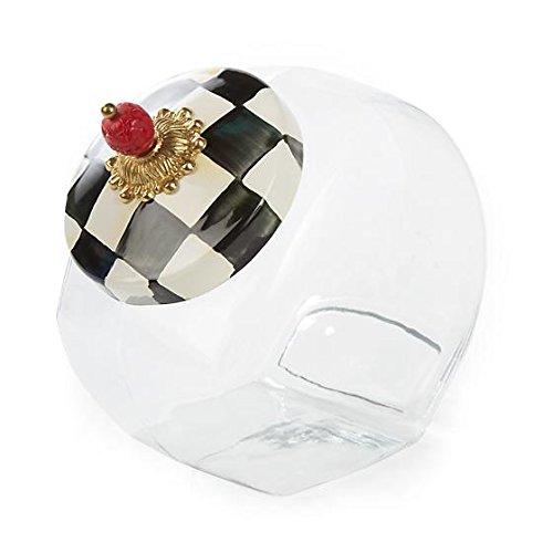 MacKenzie-Childs Cookie Jar With Courtly Check Enamel Lid 6" wide, 8" tall,