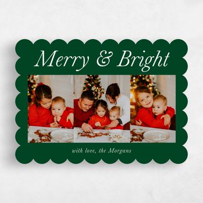 Green Scalloped Holiday Card - Crown